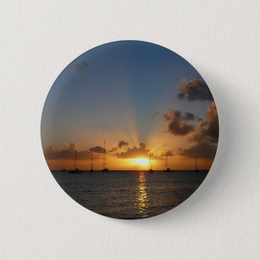 Sunset met Sailships Tropical Landscape Photo Ronde Button 5,7 Cm (Voorkant)