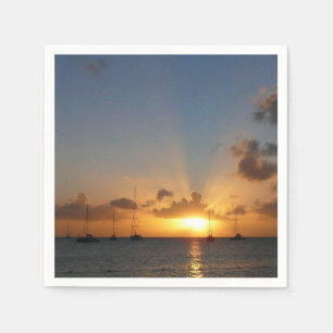 Sunset met Sailships Tropical Landscape Photo Servetten