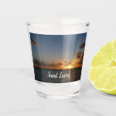 Sunset met Sailships Tropical Landscape Photo Shot Glas (Voorkant)