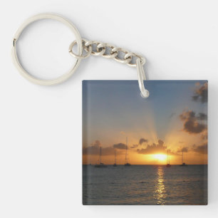 Sunset met Sailships Tropical Landscape Photo Sleutelhanger