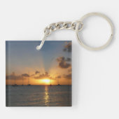 Sunset met Sailships Tropical Landscape Photo Sleutelhanger (Achterkant)