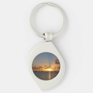 Sunset met Sailships Tropical Landscape Photo Sleutelhanger