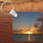 Sunset met Sailships Tropical Landscape Photo Sleutelhanger (Voorkant)