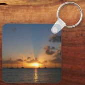 Sunset met Sailships Tropical Landscape Photo Sleutelhanger (Achterkant)