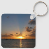 Sunset met Sailships Tropical Landscape Photo Sleutelhanger (Achterkant)