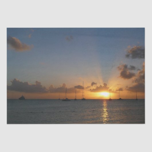 Sunset met Sailships Tropical Landscape Photo Tissuepapier (Voorkant)