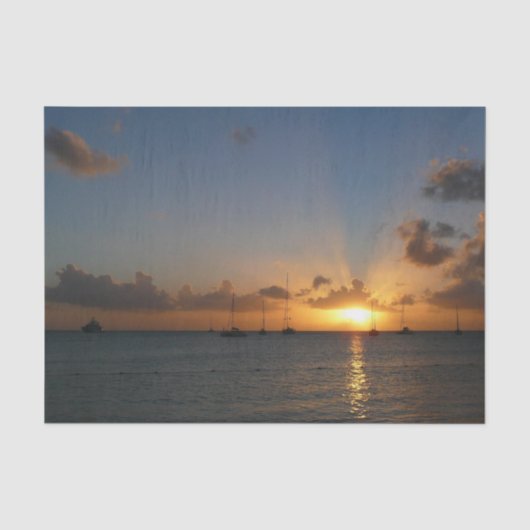 Sunset met Sailships Tropical Landscape Photo Tissuepapier (Voorkant)