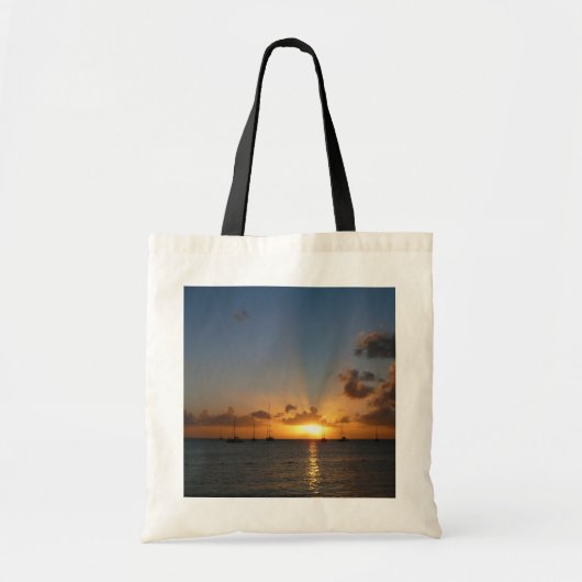 Sunset met Sailships Tropical Landscape Photo Tote Bag (Voorkant)