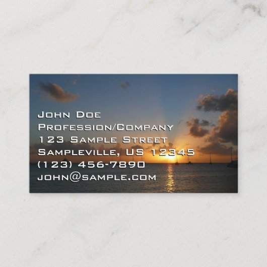 Sunset met Sailships Tropical Landscape Photo Visitekaartje (Voorkant)