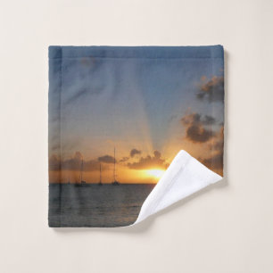 Sunset met Sailships Tropical Landscape Photo Washandje