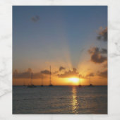 Sunset met Sailships Tropical Landscape Photo Wijn Etiket (Enkel label)