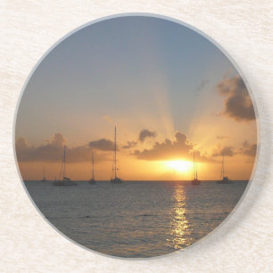 Sunset met Sailships Tropical Landscape Photo Zandsteen Onderzetter