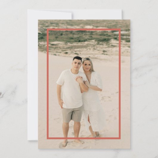 Sunset Minimalistische Fotobruiloft Kaart (Achterkant)