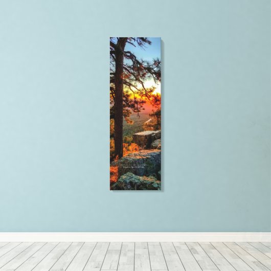Sunset Mogollon Rim Arizona Pine Trees 12x36 Canvas Afdruk (Insitu (Houten vloer))