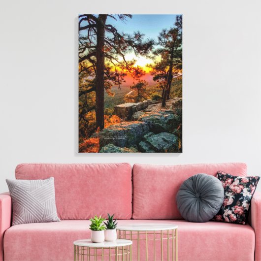 Sunset Mogollon Rim Arizona Pine Trees 18x24 Canvas Afdruk (Insitu (Woonkamer))