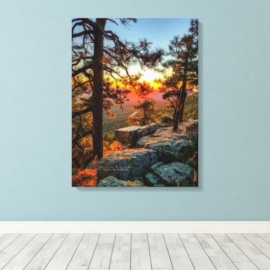 Sunset Mogollon Rim Arizona Pine Trees 18x24 Canvas Afdruk (Insitu (Houten vloer))