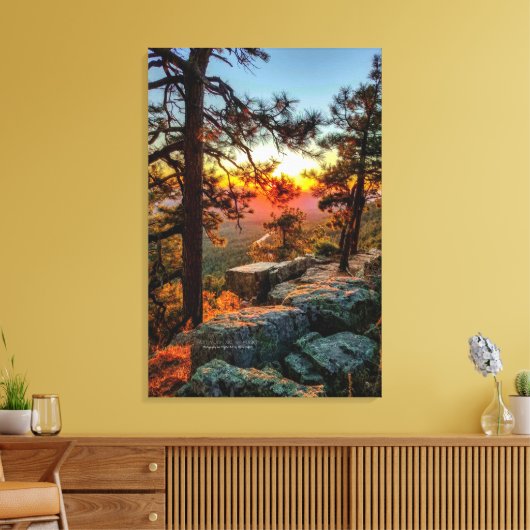 Sunset Mogollon Rim Arizona Pine Trees 24x36 Canvas Afdruk (Insitu (Woonkamer))
