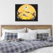 Sunset Moon Kokopelli en Feathers Canvas Afdruk (Insitu (Slaapkamer))