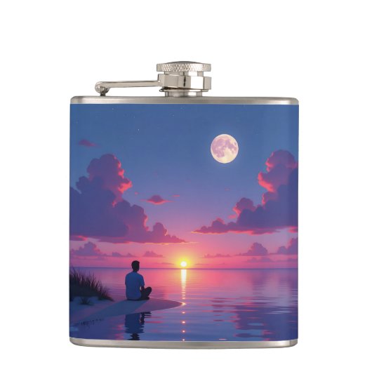 Sunset moonrise caribbean heupfles (Voorkant)