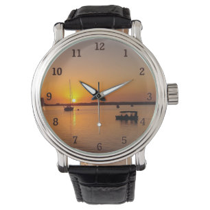 Sunset Morro Bay Sailboot Horloge