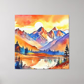 Sunset Mountain Art Design Canvas Afdruk (Voorkant)