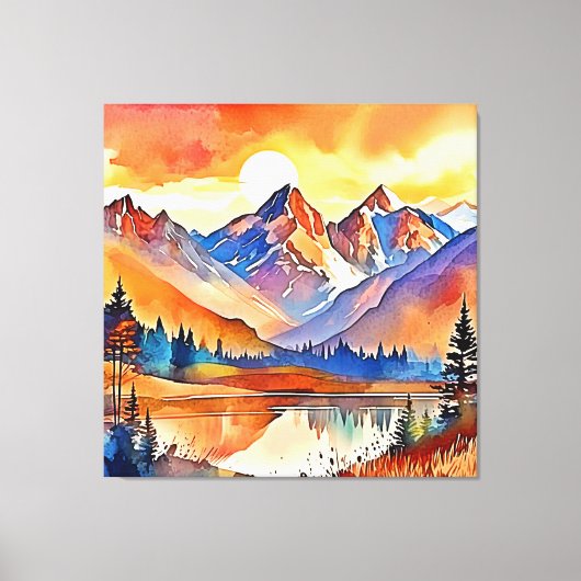 Sunset Mountain Art Design Canvas Afdruk (Voorkant)
