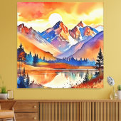 Sunset Mountain Art Design Canvas Afdruk (Insitu (Woonkamer))