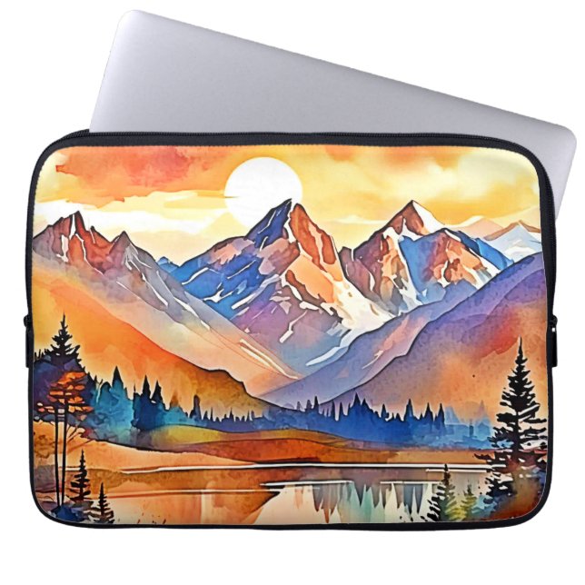Sunset Mountain Art Design Laptop Sleeve (Voorkant)