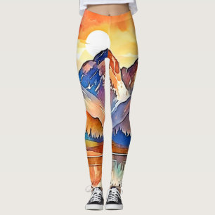 Sunset Mountain Art Design Leggings