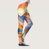 Sunset Mountain Art Design Leggings (Rechts)
