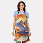 Sunset Mountain Art Design Schort (Gedragen)