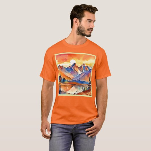 Sunset Mountain Art Design T-shirt (Voorkant volledig)