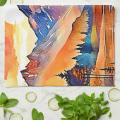 Sunset Mountain Art Design Theedoek (Gevouwen)