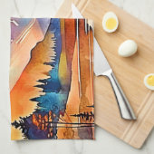 Sunset Mountain Art Design Theedoek (Quarter Fold)