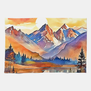 Sunset Mountain Art Design Theedoek