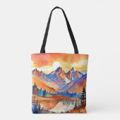 Sunset Mountain Art Design Tote Bag (Achterkant)