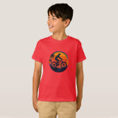 Sunset Mountain Biker Retro Adventure Art T-shirt (Voorkant volledig)