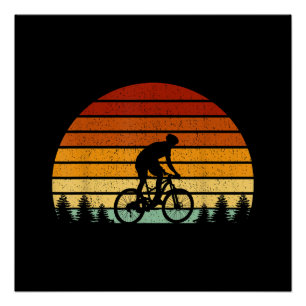 Sunset Mountain Biking Gift For Mountain B Perfect Poster
