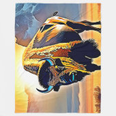 Sunset Mountain Bison Art Design Fleece Deken (Voorkant)