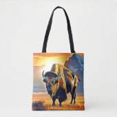 Sunset Mountain Bison Art Design Tote Bag (Voorkant)