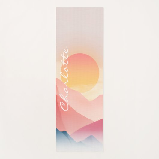Sunset Mountain Custom Yoga Mat Soft Pastel Land  (Voorkant)
