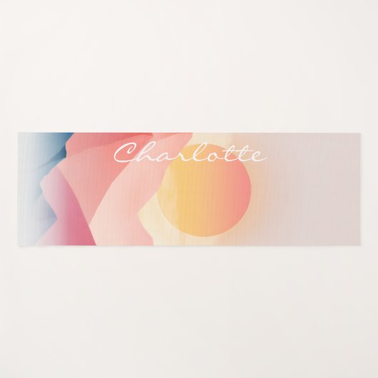 Sunset Mountain Custom Yoga Mat Soft Pastel Land  (Voorkant (horizontaal))