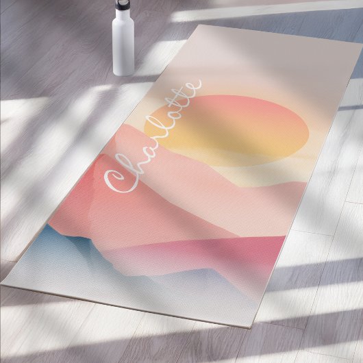 Sunset Mountain Custom Yoga Mat Soft Pastel Land 