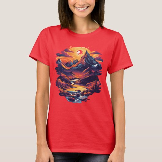 Sunset Mountain Escape Graphic T-Shirt (Voorkant)