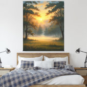 Sunset Mountain Forest landschap met twee bomen Canvas Afdruk (Insitu (Slaapkamer))