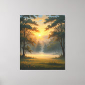 Sunset Mountain Forest landschap met twee bomen Canvas Afdruk (Voorkant)