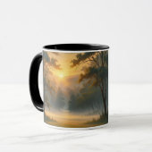 Sunset Mountain Forest landschap met twee bomen Mok (Voorkant links)