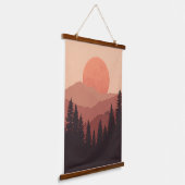 Sunset Mountain Forest Nature Illustration Hangend Wandkleed (Gebogen)