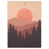 Sunset Mountain Forest Nature Illustration Klembord (Achterkant)