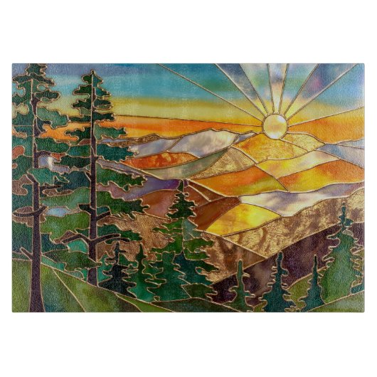 Sunset Mountain Kitchen Glas Snijplank (Voorkant)